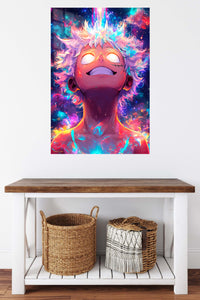 Cosmic Awakening Portrait metal wall art displayed in a contemporary living space