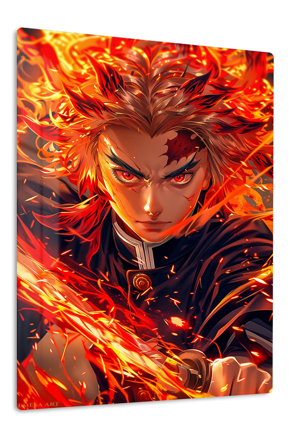 Blazing Sword Warrior premium metal wall art Ã¢â‚¬â€œ front view