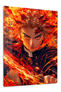 Blazing Sword Warrior premium metal wall art Ã¢â‚¬â€œ front view