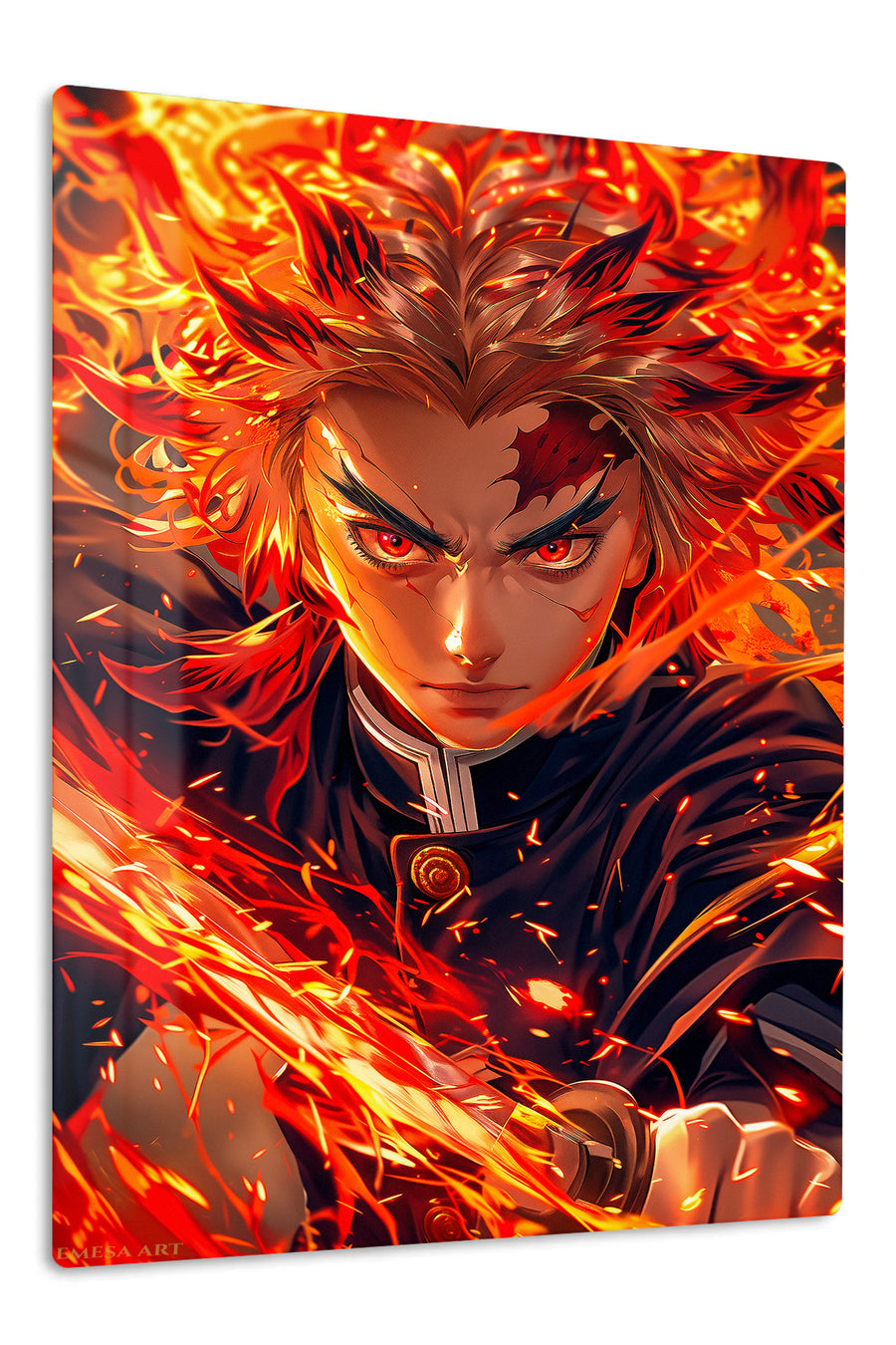 Blazing Sword Warrior premium metal wall art Ã¢â‚¬â€œ front view