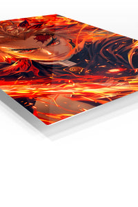 Blazing Sword Warrior premium metal wall art Ã¢â‚¬â€œ angled view