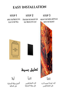 Magnetic mounting installation guide for Blazing Sword Warrior metal wall art