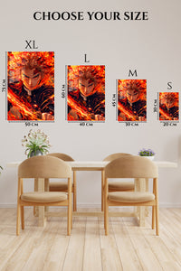 EMESA metal wall art size comparison guide for Blazing Sword Warrior