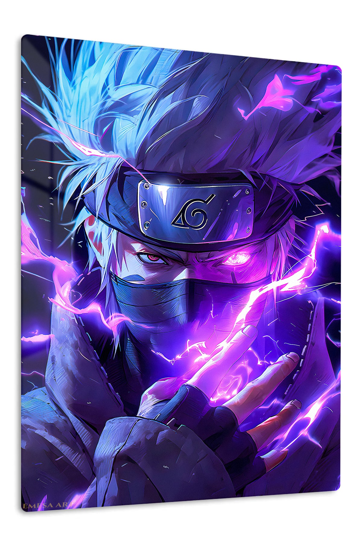 Neon Masked Ninja Energy premium metal wall art Ã¢â‚¬â€œ front view