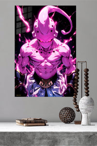 Neon Armored Phantom metal wall art displayed in a modern interior