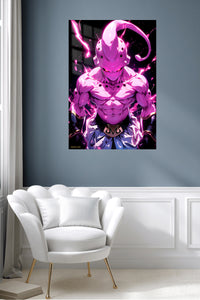 Neon Armored Phantom metal wall art displayed in a contemporary living space