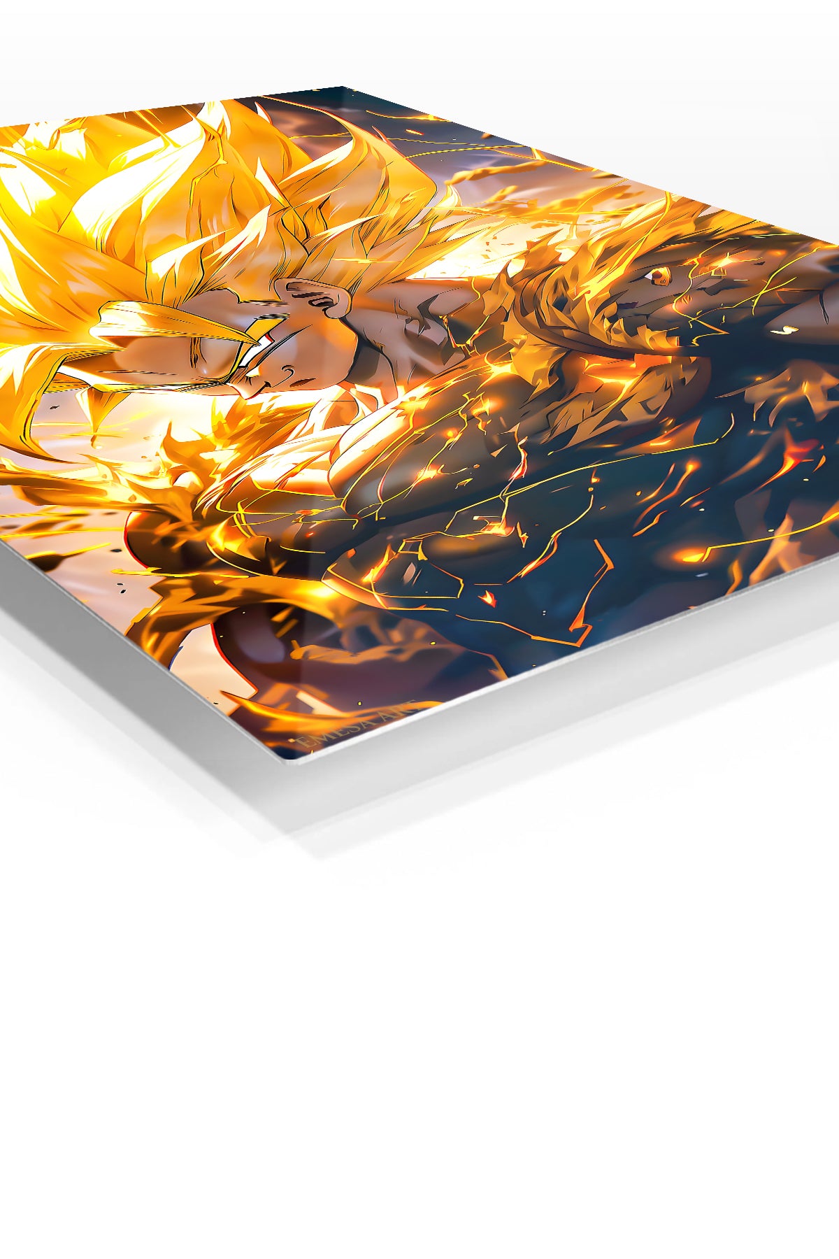 Golden Energy Warrior premium metal wall art Ã¢â‚¬â€œ angled view