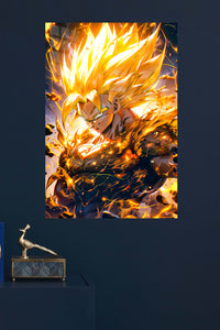 Golden Energy Warrior metal wall art displayed in a modern interior
