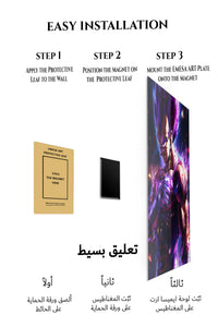 Magnetic mounting installation guide for Violet Energy Warrior metal wall art