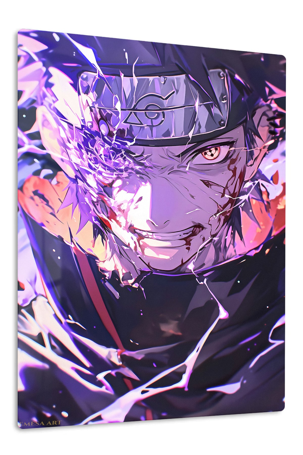 Shattered Violet Ninja premium metal wall art Ã¢â‚¬â€œ front view