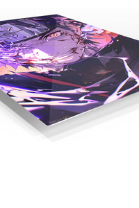 Shattered Violet Ninja premium metal wall art Ã¢â‚¬â€œ angled view
