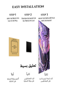 Magnetic mounting installation guide for Shattered Violet Ninja metal wall art