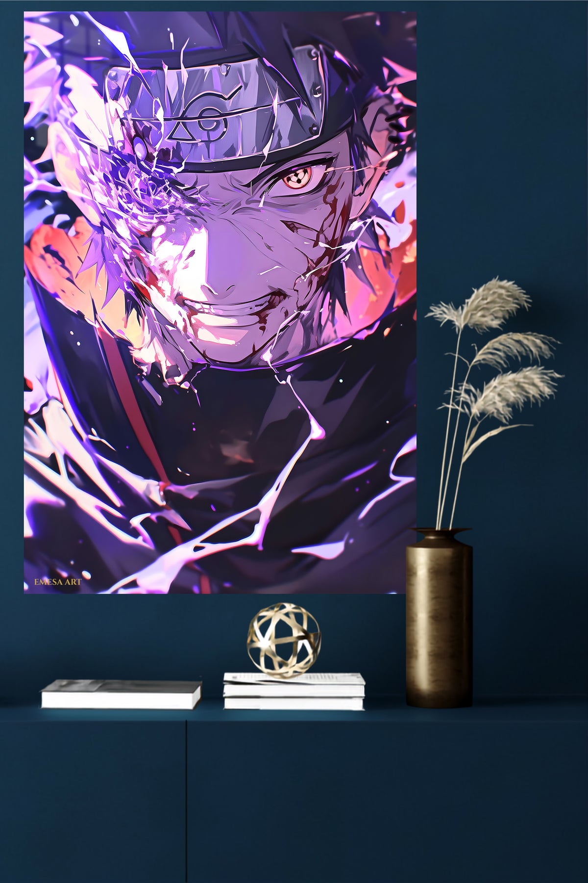 Shattered Violet Ninja metal wall art displayed in a modern interior