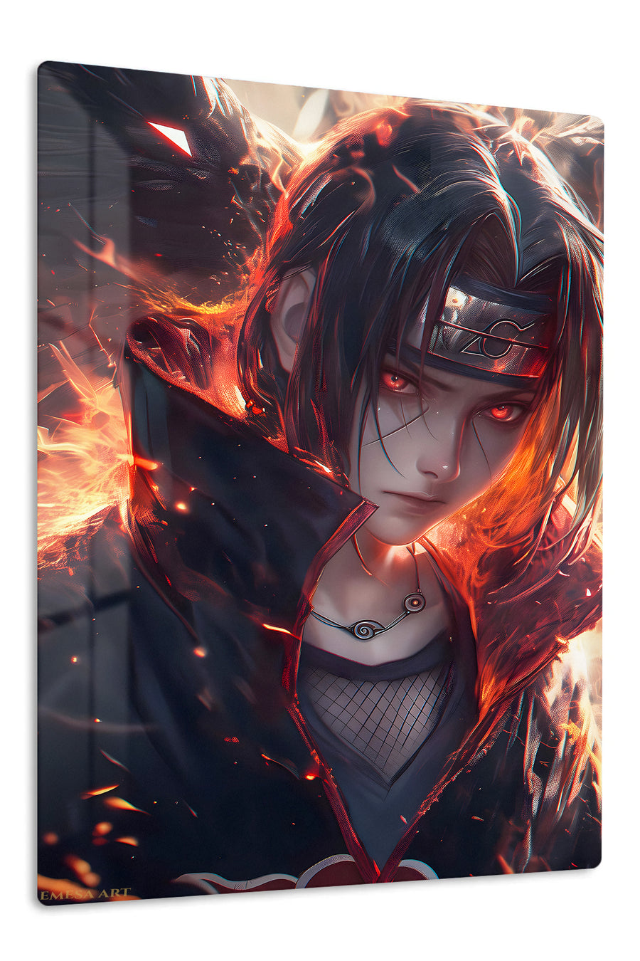 Ember-Eyed Shadow Warrior premium metal wall art Ã¢â‚¬â€œ front view