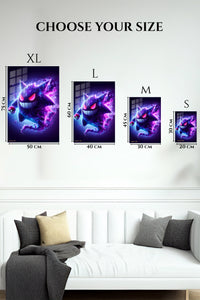 EMESA metal wall art size comparison guide for Neon Phantom Grin