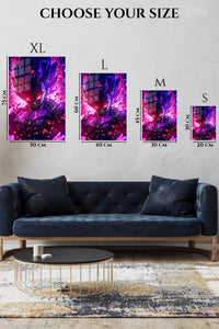 EMESA metal wall art size comparison guide for Neon Shadow Warrior