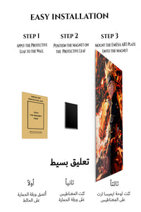 Magnetic mounting installation guide for Blazing Spiral Headband Warrior metal wall art