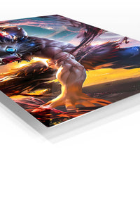 Wild Boar Mask Warrior premium metal wall art Ã¢â‚¬â€œ angled view