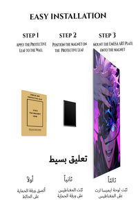 Magnetic mounting installation guide for Neon Visor Hero metal wall art