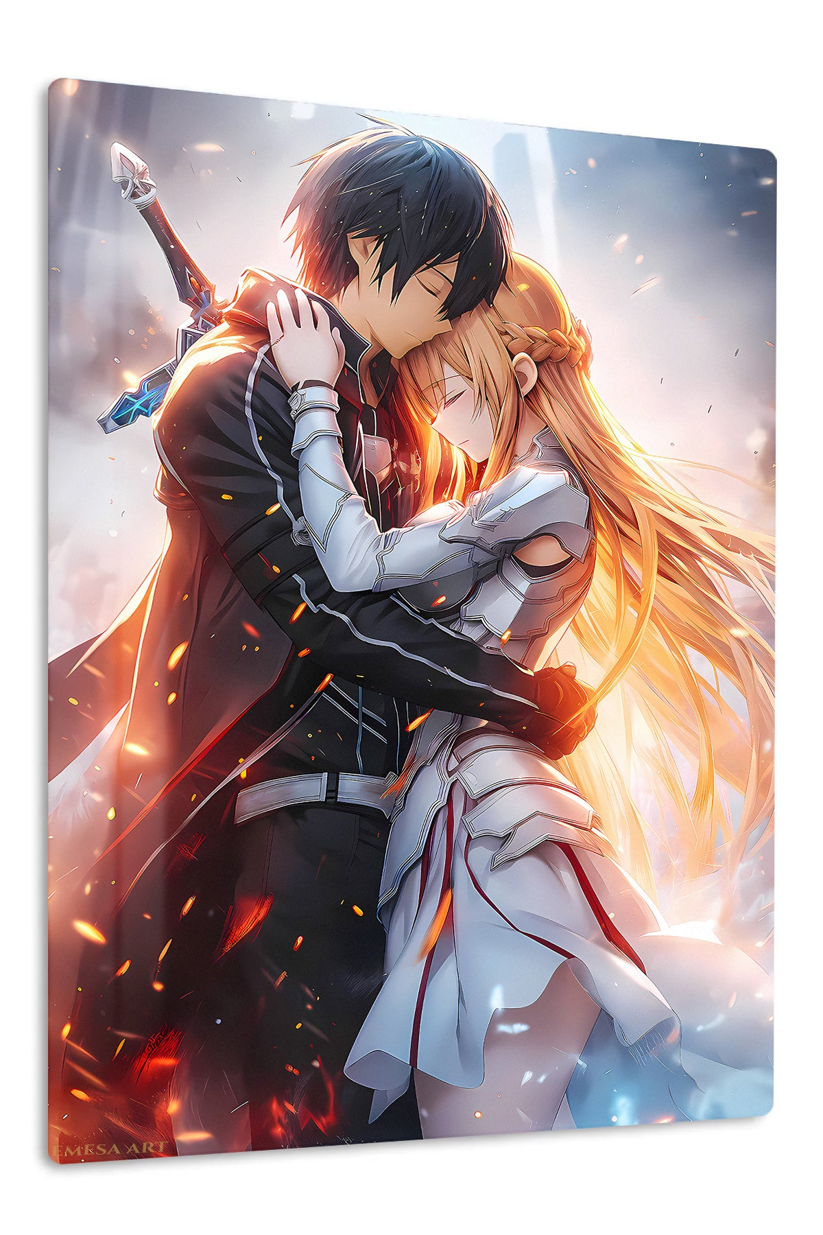 Emberlit Fantasy Embrace premium metal wall art Ã¢â‚¬â€œ front view