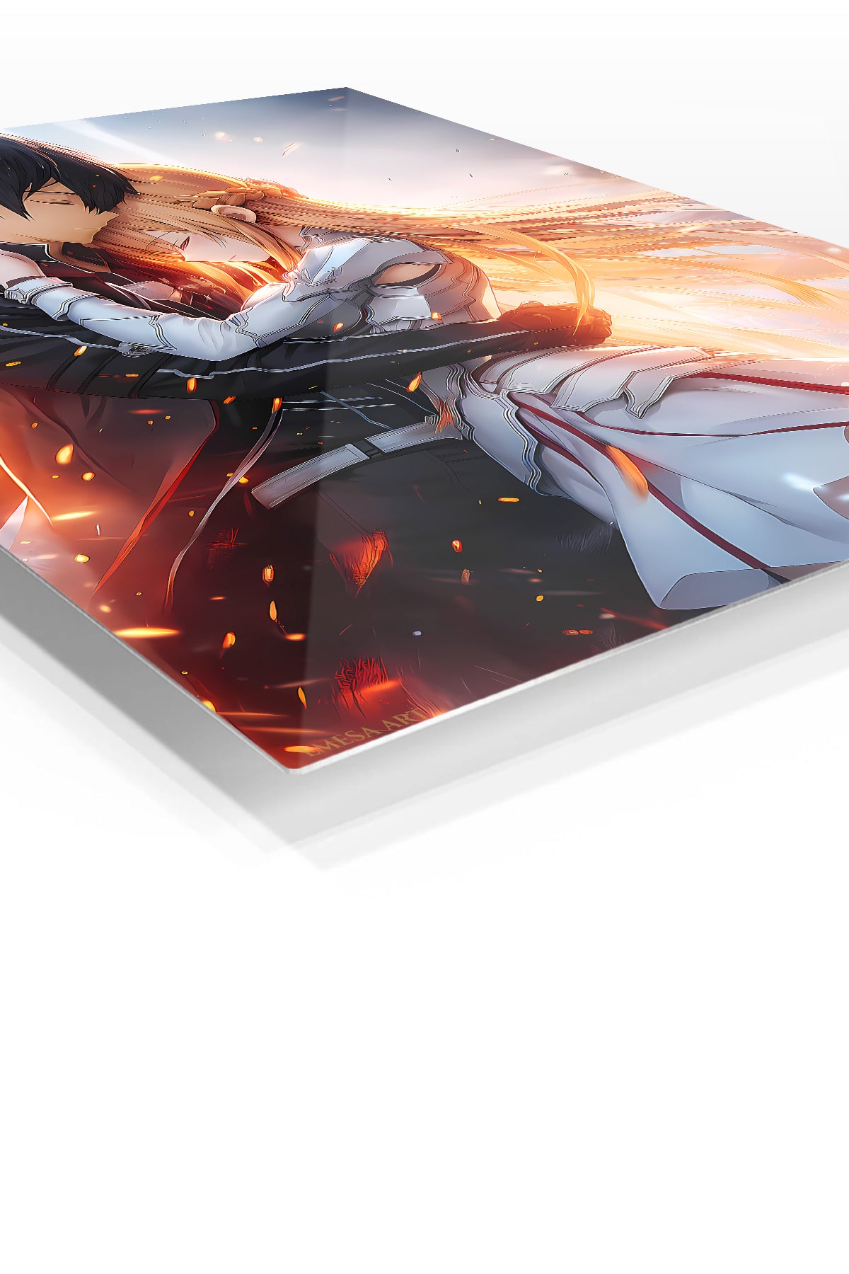Emberlit Fantasy Embrace premium metal wall art Ã¢â‚¬â€œ angled view