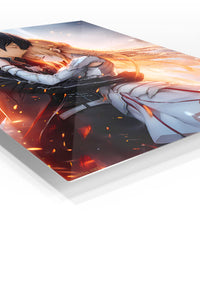 Emberlit Fantasy Embrace premium metal wall art Ã¢â‚¬â€œ angled view