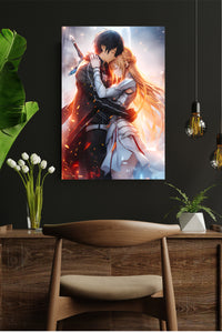 Emberlit Fantasy Embrace metal wall art displayed in a modern interior