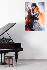 Emberlit Fantasy Embrace metal wall art displayed in a contemporary living space