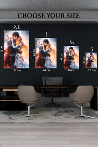 EMESA metal wall art size comparison guide for Emberlit Fantasy Embrace