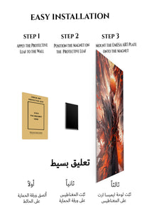 Magnetic mounting installation guide for Blazing Shadow Warrior metal wall art