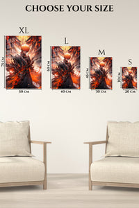 EMESA metal wall art size comparison guide for Blazing Shadow Warrior