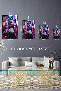 EMESA metal wall art size comparison guide for Neon Blue Braid Rebel