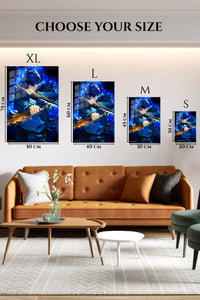EMESA metal wall art size comparison guide for Azure Blade Guardian