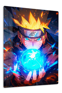 Blazing Ninja Energy Orb premium metal wall art Ã¢â‚¬â€œ front view