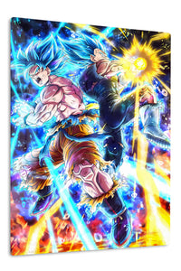 Blue-Haired Warriors Energy Clash premium metal wall art Ã¢â‚¬â€œ front view