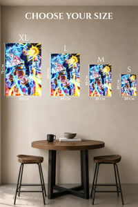 EMESA metal wall art size comparison guide for Blue-Haired Warriors Energy Clash