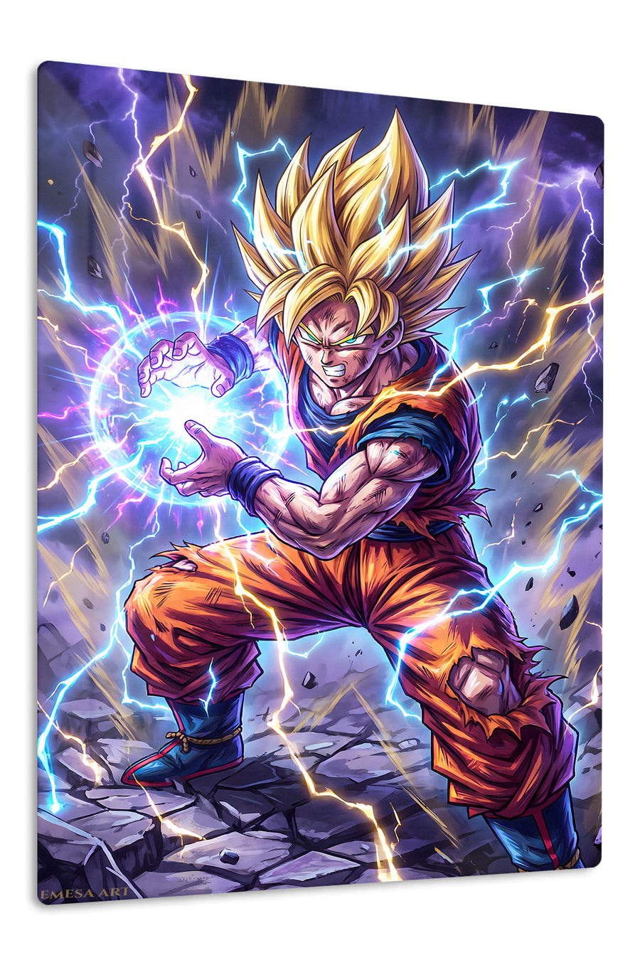 Lightning Sphere Warrior premium metal wall art Ã¢â‚¬â€œ front view