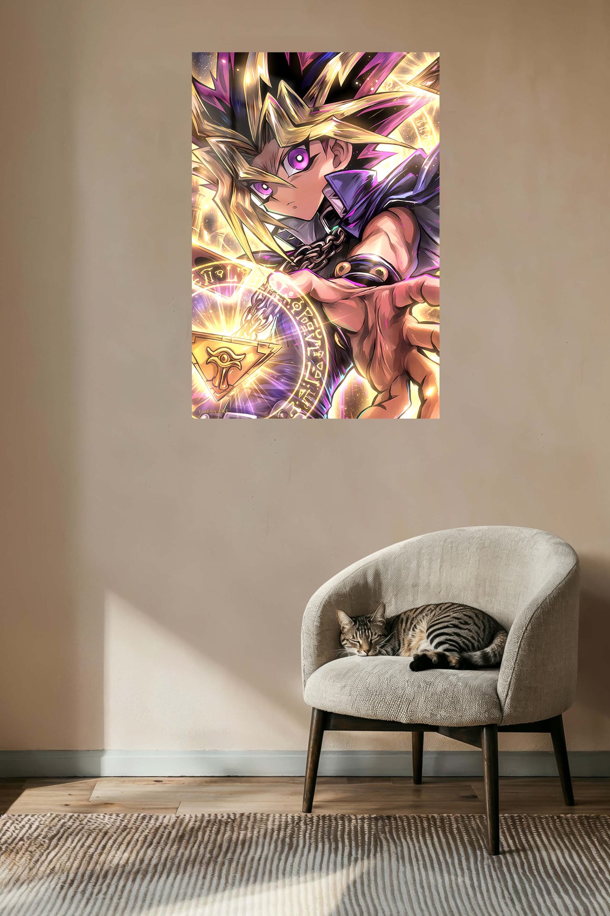 Radiant Spellcaster Portrait metal wall art displayed in a contemporary living space
