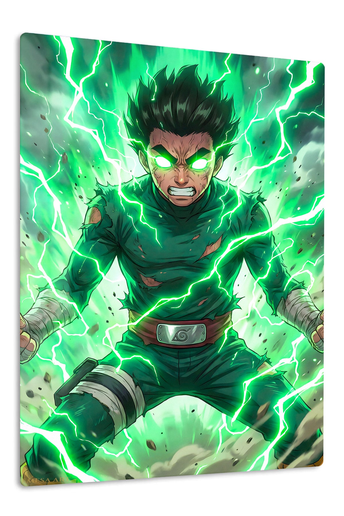 Emerald Lightning Warrior premium metal wall art Ã¢â‚¬â€œ front view