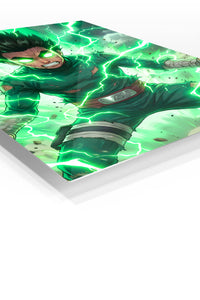 Emerald Lightning Warrior premium metal wall art Ã¢â‚¬â€œ angled view