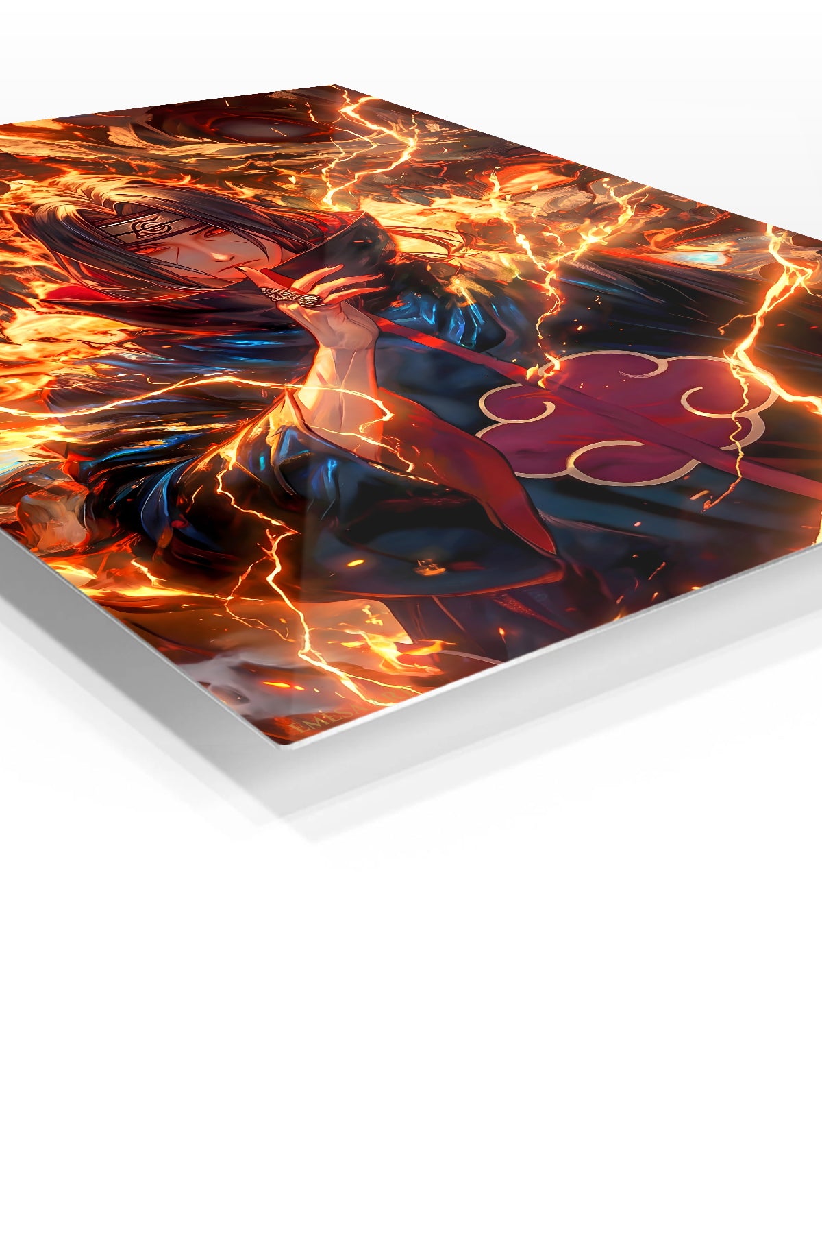 Flamebound Shadow Warrior premium metal wall art Ã¢â‚¬â€œ angled view