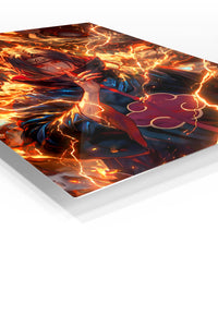 Flamebound Shadow Warrior premium metal wall art Ã¢â‚¬â€œ angled view