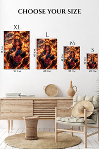 EMESA metal wall art size comparison guide for Flamebound Shadow Warrior