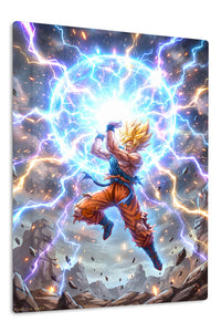 Golden-Haired Warrior's Lightning Surge premium metal wall art Ã¢â‚¬â€œ front view