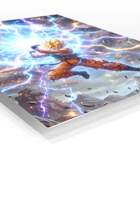 Golden-Haired Warrior's Lightning Surge premium metal wall art Ã¢â‚¬â€œ angled view