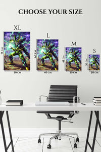 EMESA metal wall art size comparison guide for Emerald Storm Warrior