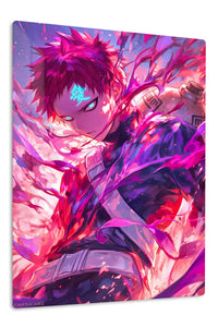 Crimson Aura Warrior premium metal wall art Ã¢â‚¬â€œ front view
