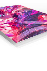 Crimson Aura Warrior premium metal wall art Ã¢â‚¬â€œ angled view
