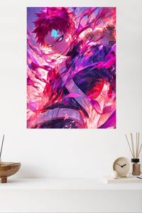 Crimson Aura Warrior metal wall art displayed in a modern interior