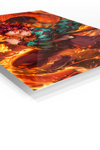 Flame Serpent Sword Warrior premium metal wall art Ã¢â‚¬â€œ angled view